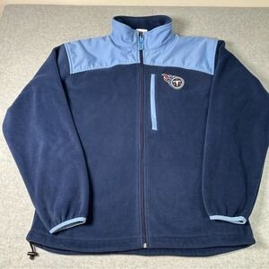 NFL Team Apparel Tennessee Titans Fleece Jacket Full Zip Navy Light Blue Mens M